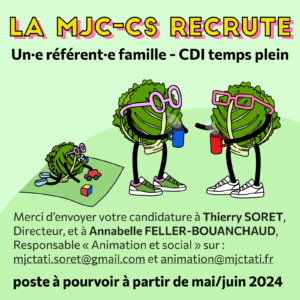 MJC Centre Social recrute recherche Référent ou référente famille CDI temps plein 35h Orsay Essonne 91