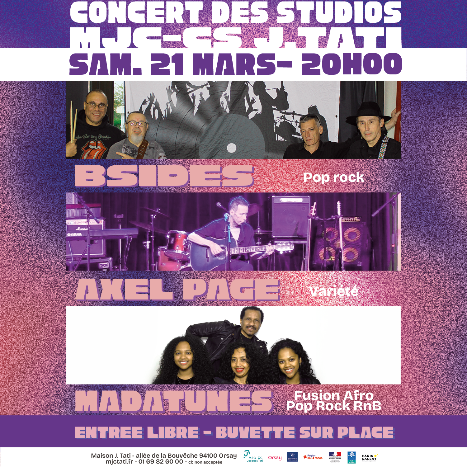 Concert de musiques actuelles à la MJC-CS Jacques Tati à Orsay